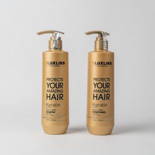 Кератиновий догляд для всіх типів волосся Luxliss Keratin Care, шампунь 500 мл + кондиціонер 500 мл