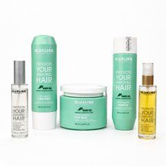 Розгладжуючий набір догляду для волосся Luxliss Nano Gel Hydra - Smooth шампунь, кондиціонер, маска та спрей кератиновий, сироватка кератинова