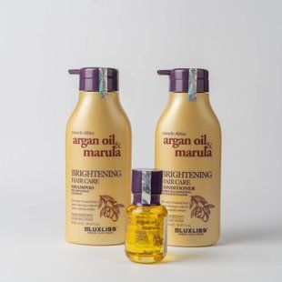 Серія догляду для блиску волосся Luxliss Brightening Hair Care шампунь 500 мл + кондиціонер 500 мл + сироватка 55 мл