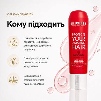Кондиціонер для відновлення волосся Luxliss Nanoplastia Bond Repair Shampoo, 200 мл