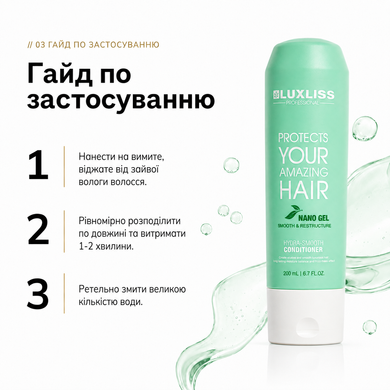 Сглаживающий кондиционер Luxliss Nano Gel Hydra - Smooth Conditioner, 200 мл