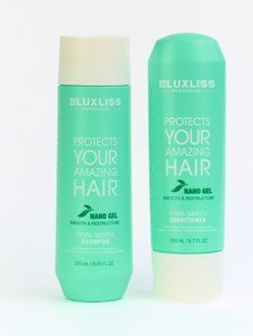 Розгладжуючий набір догляду для волосся Luxliss Nano Gel Hydra - Smooth шампунь, кондиціонер